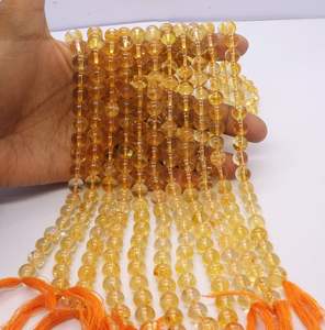 Cuentas redondas lisas de citrino natural de 8-9 mm, cuentas redondas de citrino dorado transparente de 15 pulgadas para la fabricación de joyería al por mayor - Product Image 1