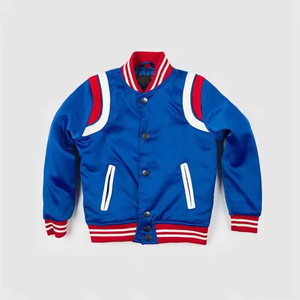 Blouson d'hiver personnalisé en toile 100 % laine, coupe décontractée à épaules tombantes, bicolore, avec logo imprimé, pour homme, style universitaire - Product Image 3
