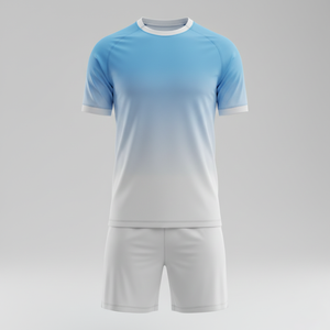 ชุดฟุตบอลยูนิเซ็กซ์พร้อมกางเกงขาสั้น ชุดสองชิ้นแบบพรีเมียมรักษ์โลก ชุดกีฬาฝึกซ้อมฟุตบอลแบบยั่งยืน รับผลิตตามแบบ OEM - Product Image 1