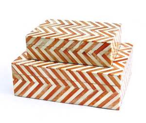 Boîte de rangement artisanale en os de chameau incrusté de nacre, boîte à bijoux rectangulaire pour présentation sur table - Product Image 5