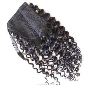 Queue de cheval en cheveux humains ondulés, queue de cheval à cordon de serrage, haute qualité, 100% cheveux humains, naturelle, queue de cheval à cordon de serrage enveloppante - Product Image 3