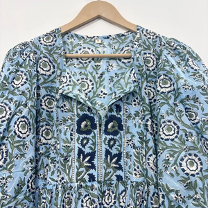 Vestido Midi Informal para Mujer, 100% Algodón Tejido, Estampado Floral Liso, Estilo Cottagecore, Manga Corta, Cintura Imperio, Estilo Babydoll, Talla Grande - Product Image 5