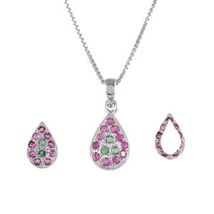 Wholesale Feminine Daily Wear <b>Jewelry</b> 925 Silver 14K Yellow White and Rose <b>Gold</b> Plated Pink Green Gemstone Studded Earring <b>Sets</b> - Product Image 1