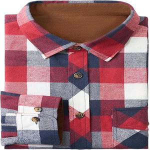 Chemise en flanelle à carreaux Buffalo pour homme, manches longues, col contrastant, poche poitrine à rabat unique, rouge et blanc, vente en gros, ODM - Product Image 5