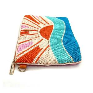 Rainbow Seed <b>Beaded</b> Money Makeup Coin Credit Gift Card Pouch From India Handmade Coin Purse for Women and Girls - Product Image 6