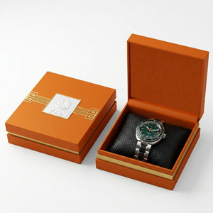 Custom Logo Black Eco-Friendly Rigid Paper Single Watch Storage <b>Gift</b> <b>Box</b> with Embossed Print and Matt Lamination - Product Image 4