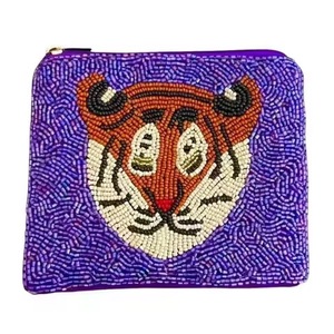 Monedero de algodón con cuentas geométricas CRYSTAL CRAFT, tamaño mini, cierre diferente, hecho a mano, estilo bohemio, para niñas, azul, con correa de muñeca y borla - Product Image 5