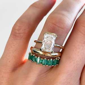 Bagues de fiançailles solitaires minimalistes en or massif 10K/14K/18K avec diamant radiant de laboratoire de 3 carats serti clos, certifié IGI, pour mariage et demande en mariage - Product Image 6