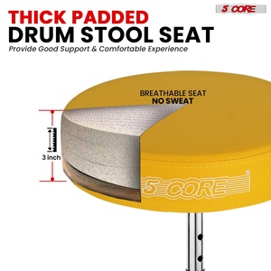 5 Core Drum Throne 3" Thick <b>Padded</b> Memory Foam Comfortable Drummer <b>Stool</b> 200Lb Capacity Adjustable - Product Image 3