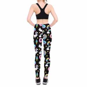 Conjunto de Yoga para Mujer con Estampado de Unicornio, Top Corto Deportivo, Leggings de Cintura Alta, Spandex y Poliéster con Elasticidad en Cuatro Direcciones - Product Image 3