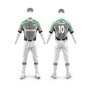 Ensemble uniforme de baseball pour hommes, maillot et pantalon sublimés, manches longues, évacuation de l'humidité, vêtements d'équipe toutes saisons - Product Image 2