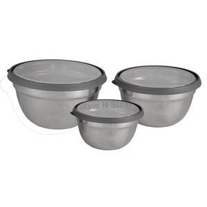 Tazón GERMEN con Tapa Blanca, Juego de Tazones para Mezclar de Grado Alimenticio, Tazón Redondo para Ensalada con Tapa, Conserva la Frescura, Apto para Microondas - Product Image 1