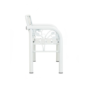 Modern White All Metal 2-Seater <b>Bench</b> Patio Garden Café Indoor Hallway Outdoor Loveseat <b>Bench</b> KD - Product Image 3