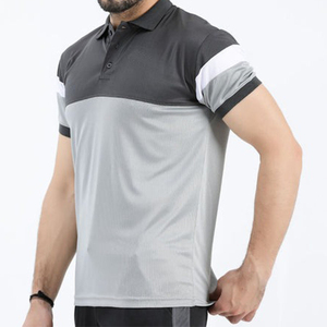 Polo de punto de manga corta para hombre, gris y blanco con bloques de color, corte regular informal, diseño transpirable - Product Image 4