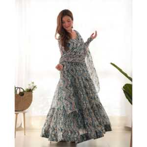 Hermoso vestido Anarkali tamaño XS con ropa india y paquistaní Dupatta para fiestas - Product Image 2