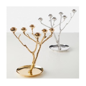 เชิงเทียนอะลูมิเนียมต้นไม้9ชิ้นอุปกรณ์ตกแต่งโต๊ะชุบเงินเหมาะสำหรับงานแต่งงานงานรื่นเริง - Product Image 3