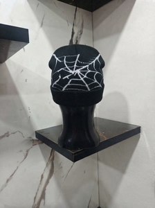 Men's Black Beanie <b>Hat</b> With <b>White</b> Spider Beanie <b>Hat</b> Knit Cuffed Winter Cap Unisex Streetwear Skull Cap Custom Logo Wholesale - Product Image 2