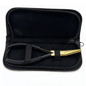 Custom Logo Curved Flat Nose Hair <b>Extension</b> Pliers Black Gold Stainless Steel <b>Micro</b>-beads Pressing Curved Hair <b>Extension</b> Tools - Product Image 3