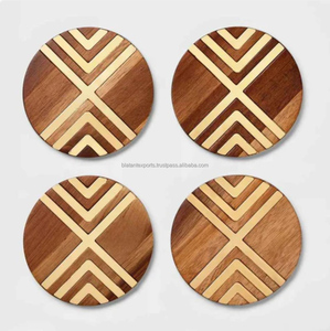 Flatant Exports Juego personalizado Cuadrado Roble Bambú Posavasos de madera Nogal Venta caliente Café Té Bebida Estera Almohadillas Mesa Portavasos - Product Image 2