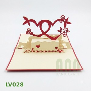 Handmade Love Hearts 3D Pop-Up Wedding Invitation Card Envelope Die-Cut Custom Printed Couples <b>Paper</b> Valentine's Day ANN - Product Image 1
