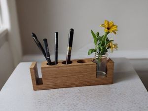 Support à stylos en bois naturel et organiseur de bureau pour stylos, crayons, marqueurs et accessoires de papeterie de bureau - Product Image 2