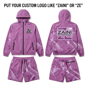 Men's Hooded Windbreaker Short <b>Set</b> 300g Polyester/Nylon Winter Casual Quick Dry Solid Pattern Front Embroidery Logo Silk Screen - Product Image 1