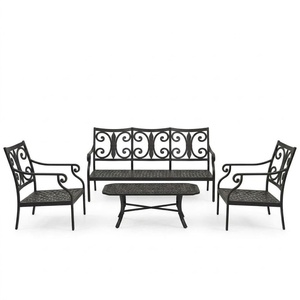 Luxury Traditional Cast Wrought Iron Outdoor Sofa <b>Set</b> Waterproof 5-<b>Seater</b> <b>Garden</b> Furniture Living Room Couch - Product Image 2