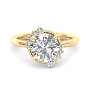 Anillo de Plata S925 con Moissanita Redonda y Diamantes, Diseño Asimétrico de Hilera Pequeña, Ideal para Aniversarios Especiales o Uso Diario para Mujer - Product Image 5
