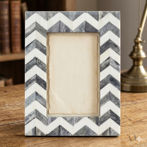 Best quality premium bone inlay customized zig zag photo <b>frame</b>, Hot selling <b>grey</b> and ivory camel bone photo <b>frame</b> at low prices - Product Image 1