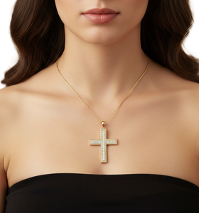 Collier pendentif croix en diamant de laboratoire de luxe, or massif 10K 14K, bijoux fins, pour hommes et femmes, design inspiré de la foi - Product Image 6