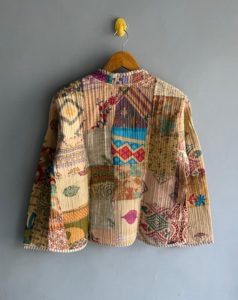 Veste matelassée patchwork pour femme, en coton, broderie à la main, manches longues, style automne, longueur normale, cadeau pour elle - Product Image 6