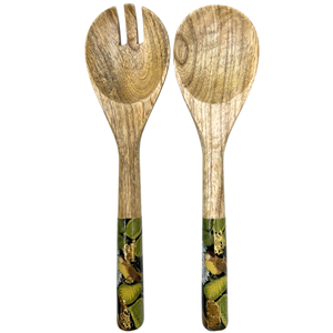 Wood <b>Spoon</b> Enamel Printed Floral Designer Sustainable Dining Kitchenware Decorative Wood <b>Salad</b> <b>Spoon</b> - Product Image 1