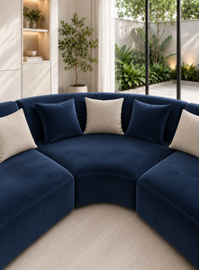 Sofá Curvo Moderno Luna de Emerald Set, Diseño Semicircular con Respaldo Acolchado, Muebles para Sala de Estar, Hotel, Apartamento, Tela Personalizada - Product Image 4