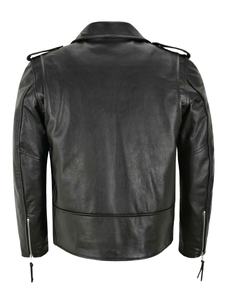 Veste de moto en cuir véritable pour homme, coupe ajustée, imperméable, coupe-vent, écologique - Product Image 6
