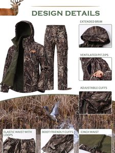 Nouvel ensemble veste et pantalon de chasse camouflage softshell, résistant à l'eau, silencieux, pour activités de plein air - Product Image 2