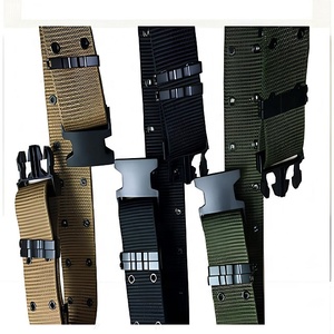 Cinturón táctico de nailon negro con hebilla de plástico y accesorios de metal para equipos de defensa personal al aire libre - Product Image 1