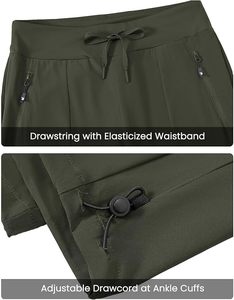 Pantalones de Mujer Color Verde Oliva con Cordón Ajustable, Bolsillos con Cremallera y Puños Elásticos - Product Image 5