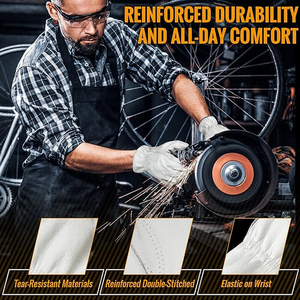 Flexible Design High-Performance Blue Trim Detail For Enhanced Visibility & Style All-Purpose White Grain Cowhide Driver <b>Gloves</b> - Product Image 5