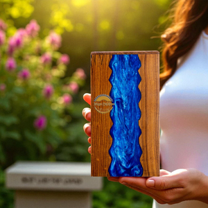 Handcrafted Ocean Wave Resin & Natural Wood Cremation Urn Blue Epoxy Ashes <b>Box</b> Artistic Funeral <b>Memorial</b> <b>Keepsake</b> by AYAANS - Product Image 4