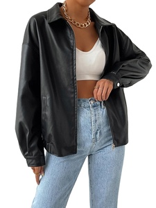 Chaquetas de Cuero Negras Personalizadas de Alta Calidad y Talla Grande para Mujer, Chaqueta de Cuero con Mangas de Cuero para Mujer - Product Image 6