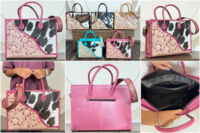 Sacs fourre-tout pour femmes en cuir de vachette façonnés à la main, grande capacité, motif floral, poignée supérieure, sacs à bandoulière de luxe pour voyage, vente chaude