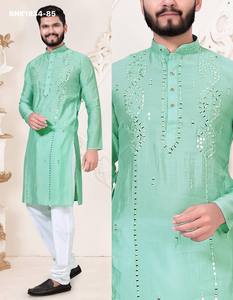 Ocassional wear Viscose with Real Mirror work Readymade Full-Sleeve <b>Kurta</b>-Semi Cotton Payjama At Wholesale Rate - Product Image 4