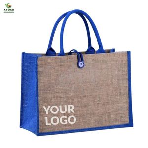 Sacs en jute pliables écologiques AYUSH avec logo imprimé, couleur personnalisée, durables, pour aliments et outils de voyage - Product Image 3