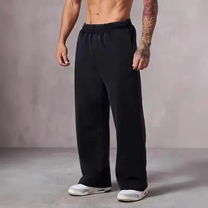 Men's Oversized Wide Leg Sweatpants - Loose-Fit <b>Trousers</b> <b>with</b> <b>Elastic</b> <b>Waist</b> Breathable Winter Pants - Product Image 3