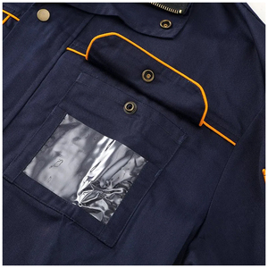 เสื้อแจ็คเก็ตทำงานอุตสาหกรรม OEM ทนทาน ผลิตจากผ้าฝ้ายผสมโพลีเอสเตอร์ เสริมความแข็งแรงบริเวณข้อศอก มีกระเป๋าหลายช่อง ชุดยูนิฟอร์มนิรภัยสำหรับแรงงาน  จำนวนสั่งขั้นต่ำน้อย  กระเป๋าแบบติดกระดุม - Product Image 4