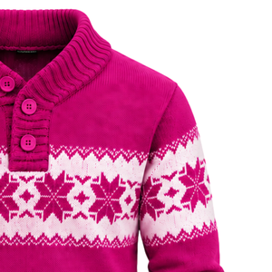 Suéter Rosa para Hombre, Estilo Fair Isle, con Botones, Jacquard, Tejido de Punto, Manga Larga, Otoño, 100% Algodón, 12GG, Venta al Por Mayor, Personalizado - Product Image 3