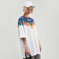 Vente en gros Design personnalisé T-shirt à manches courtes en coton pour hommes High Street Hip Hop Wing Print Street Wear Style décontracté