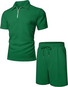Men Summer <b>Knitted</b> Embroidered 100% Cotton Quick Dry Short Sleeve Custom Logo Joggers Suits <b>Set</b> Shirt and Short <b>Set</b> - Product Image 3