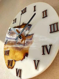 Farmhouse Wooden and Epoxy Resin Wall <b>Clock</b> for Rustic and Bohemian Home Interiors Style Decor Hotel Living Room Wall Art - Product Image 2