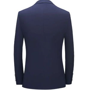 Traje de Negocios de Tres Piezas Azul Oscuro para Hombre, Estilo Británico, Cuello de Solapa, Antiarrugas, Mezcla de Lana, Ropa Formal - Product Image 2